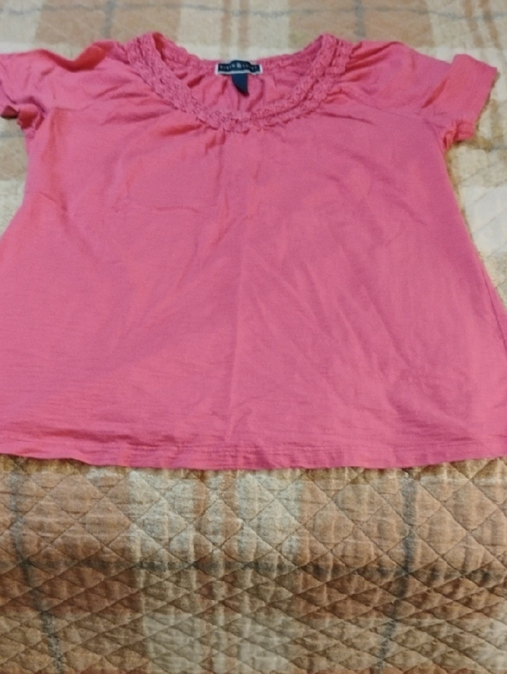 Scott Pink Short Sleeve Scoop Neck Top with Ruching